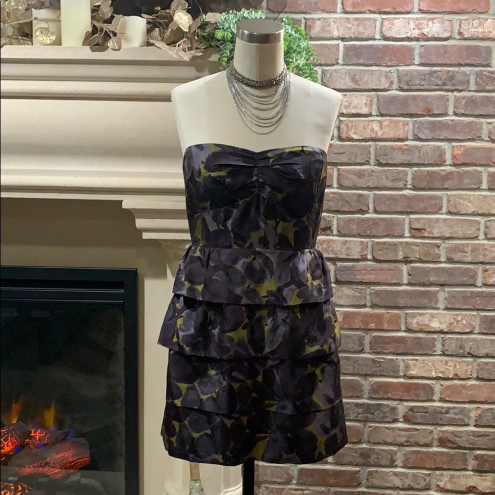 J. Crew Strapless Peplum Floral Dress